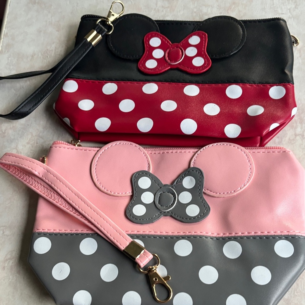 Polka Dot Wristlet Set - Black, Red, Pink